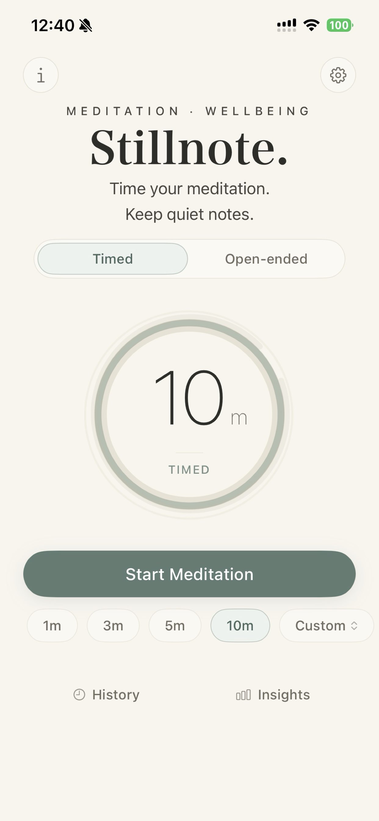Stillnote home screen